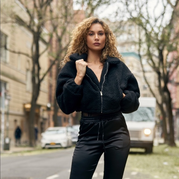 cropped teddy trucker jacket